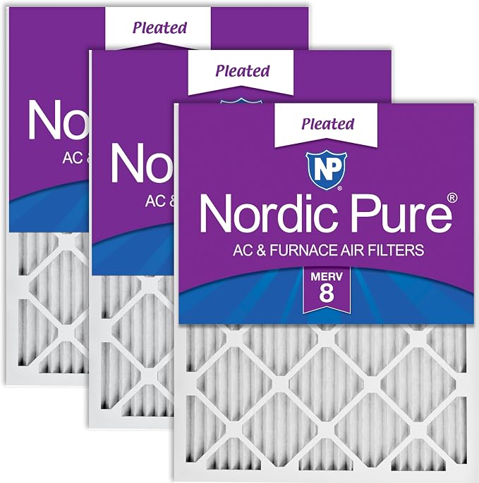 Nordic Pure 14x30x1 Pleated MERV 8 Air Filters 3 Pack by NordicPure