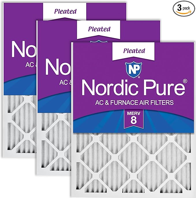 Nordic Pure 20x30x1 Pleated MERV 8 Air Filters 3 Pack by NordicPure