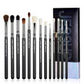 Jessup Eye Makeup Brushes Set Professional Blending Brush for Makeup Eyeshadow 13pcs Premium Synthetic Blender Brush Makeup Black T338