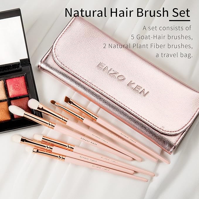 Natural Goat Hair Eye Shadow Brush Set Professional, Blending Eyeshadow Brush Set with Case, Small Nose Contour Brushes, Natural Hair Eyeshadow Brushes, Eye Brush, Eyeshadow Blending Brush.