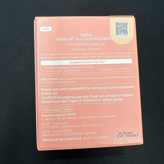 [*Mini Size*] TIRTIR All Cover Pink Cushion | Korean Cushion Foundation, (#17W French Vanilla, 0.15 Fl Oz)