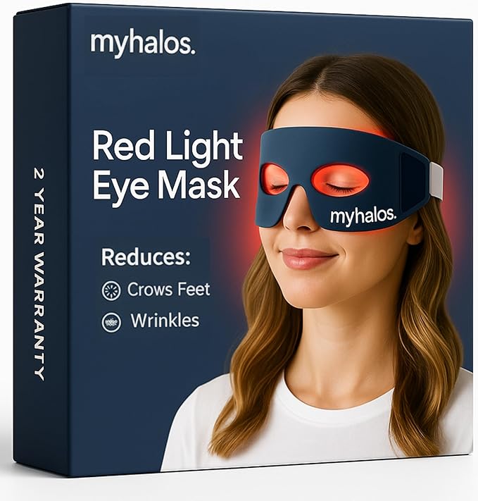 MyHalos Under Eye Red Light Therapy Mask - Advanced Light Mask & LED Eye Mask for Wrinkles, Dark Circles & Crows Feet - Red Light Therapy for Eyes & Face