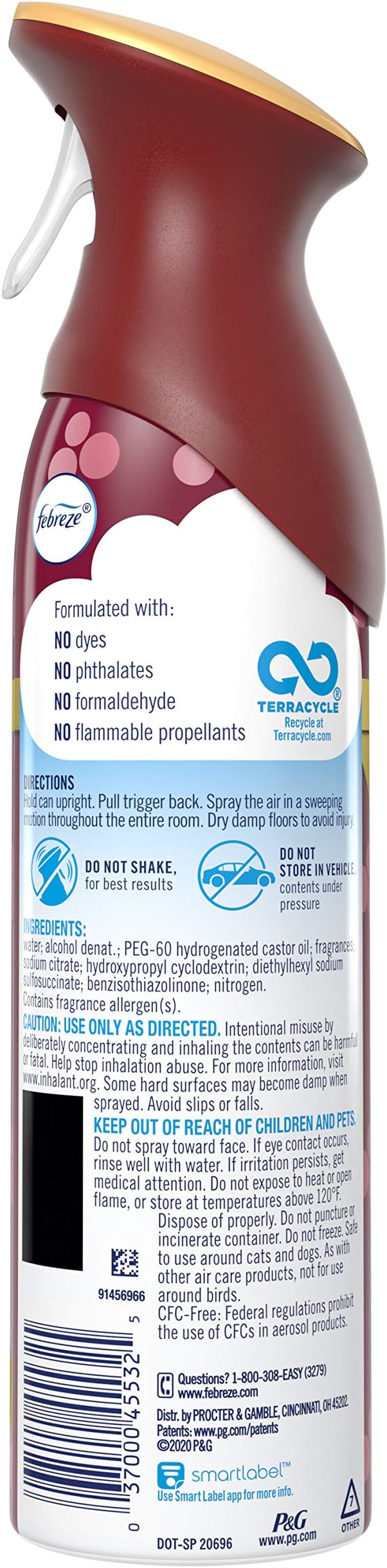 Febreze Air - Air Freshener Spray - Fresh-Twist Cranberry - Limited Edition Holiday Collection 2020 - Net Wt. 8.8 OZ (250 g) Per Bottle - Pack of 2 Bottles