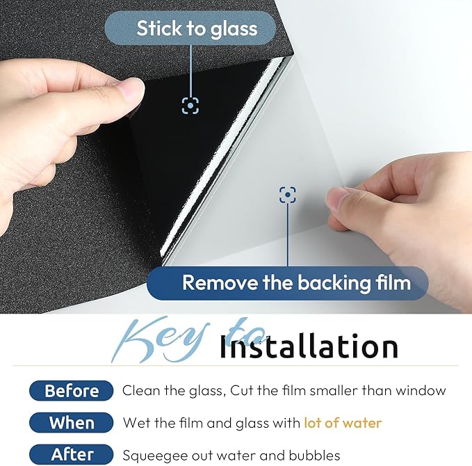 rabbitgoo Blackout Window Film, Sun Heat Blocking Privacy Cover for Glass, Removable Opaque Room Darkening Dark Black Out Window Covers Tint Shades for Home Day Sleep Light Blocker 11.8 x 157 Inches