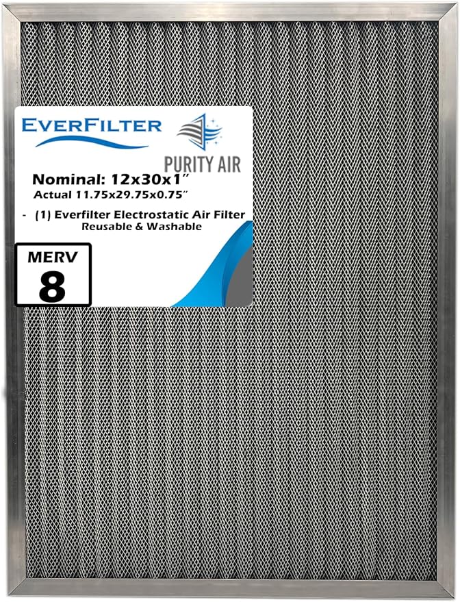 12x30x1 Electro-static Air Filter AC Furnace Filter, Reusable & Washable by PurityAir