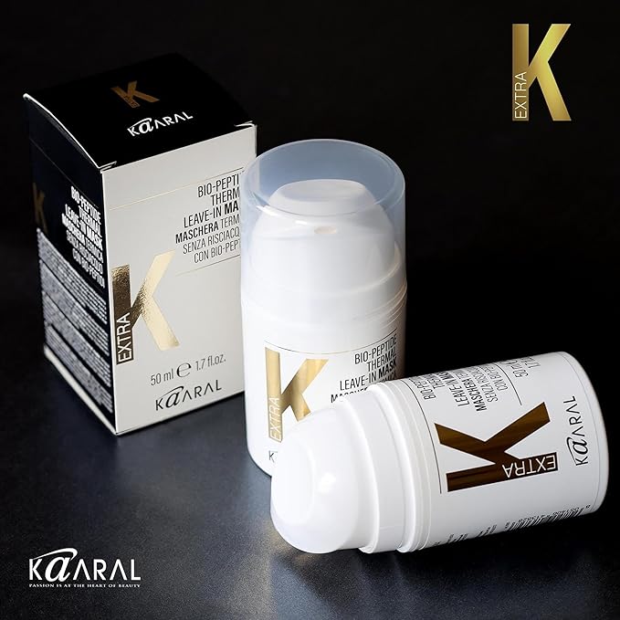 Kaaral Bio-Peptide Thermal Leave-In Hair Mask - Intensive Moisture & Heat Protection for Dry Damaged Hair - Strengthening Hydrating Repair with Collagen & Restores Shine - 50ml