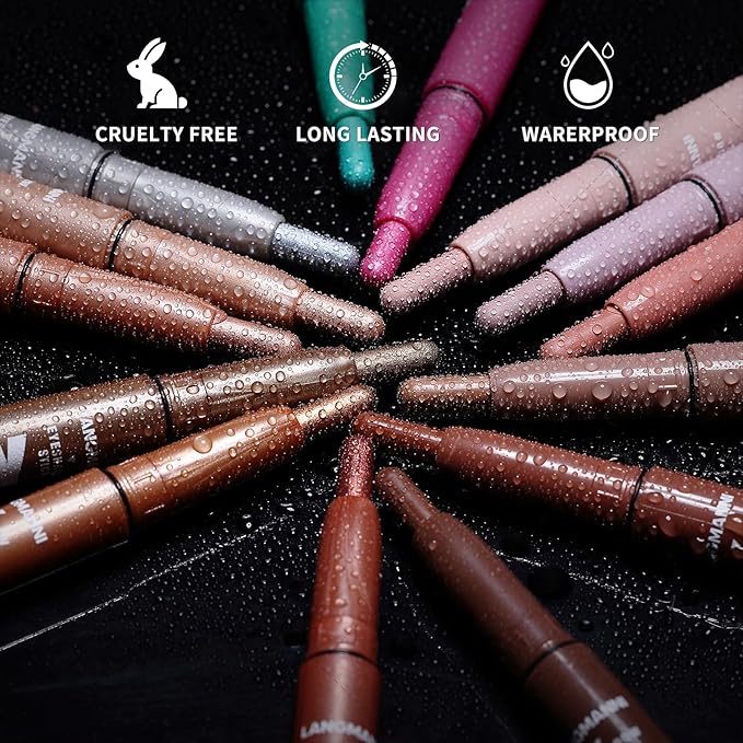 LANGMANNI Eyeshadow Stick, 6 PCS Waterproof Multi-Color Eyeshadow Pen Set, Creamy Long-Lasting Eye Makeup Kit, Natural & Shimmer Shades Contour Stick, Perfect Gifts For Women (#A)