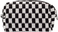 PAZIMIIK Checkered Makeup Bag for Purse Portable Zipper Make Up Pouch Small Cosmetic Case for Travel Accessories (Black)
