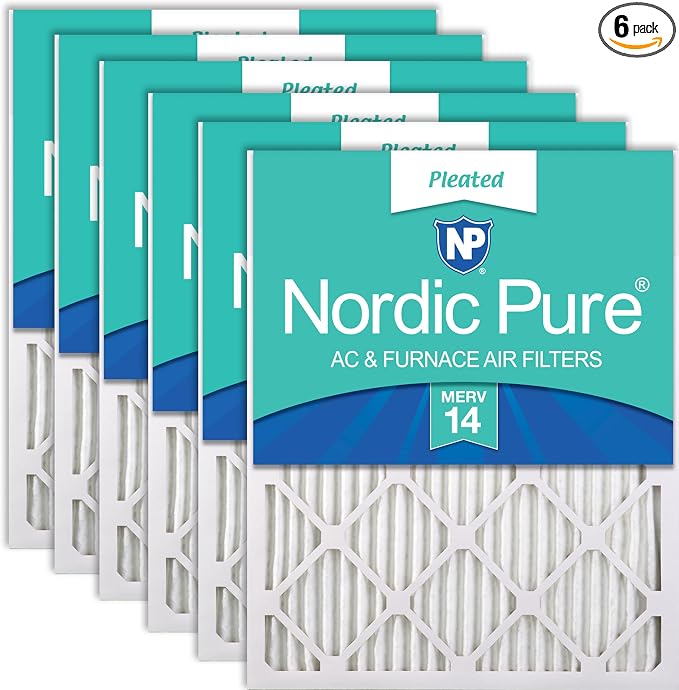 Nordic Pure 16x20x1 Pleated MERV 14 Air Filters 6 Pack by NordicPure