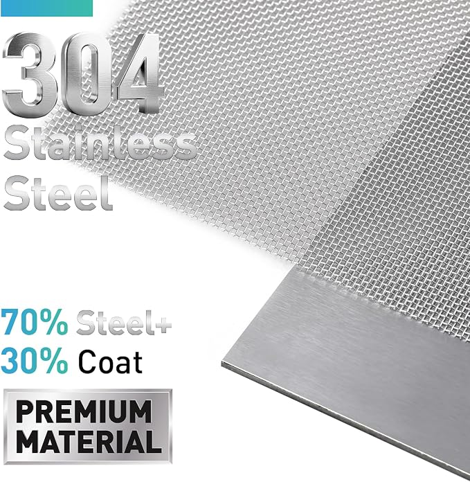 304 Stainless Steel Mesh Window Screen Roll, 47IN x 10FT Silver Metal Window - Image 2