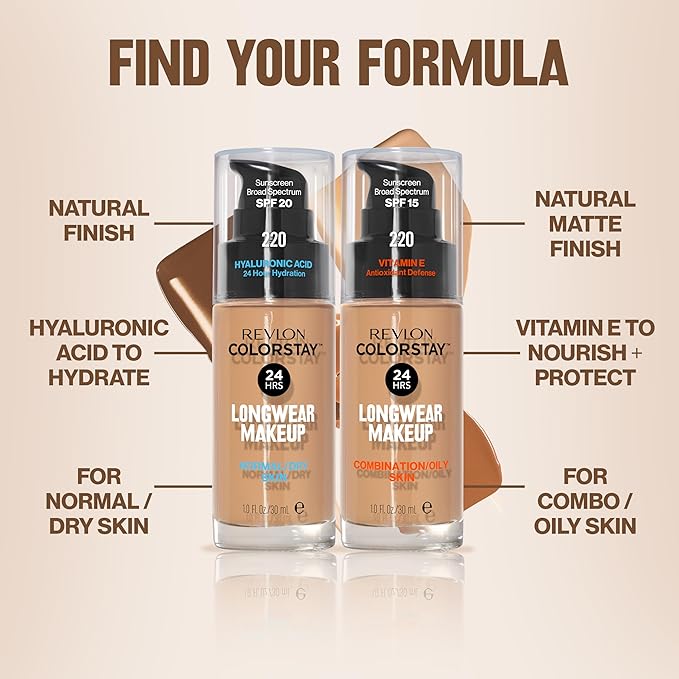 Revlon Liquid Foundation, ColorStay Face Makeup for Combination & Oily Skin, SPF 15, Medium-Full Coverage with Matte Finish, Espresso (610), 1.0 oz