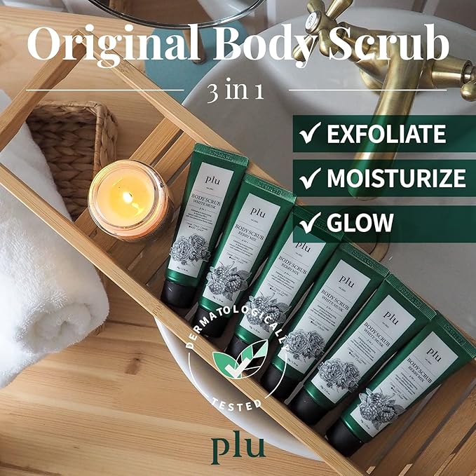 PLU Korean Original Walnut Body Scrub Polish - Berry Mix - Exfoliating & Moisturizing & Glow - for Acne, Cellulite, Stretch Marks, Spider Veins - Sweet Raspberry & Acai Berry Scent, 6.76 oz.