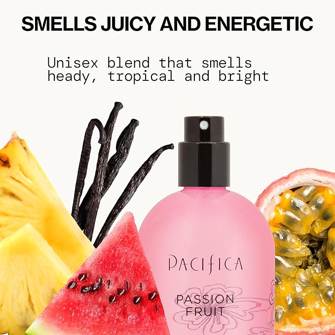 Pacifica Passion Fruit Perfume – Tropical Fruity Floral Clean Perfume for Women with Passionfruit, Pineapple & Vanilla, Vegan, Non-Toxic, Beachy Summer Scent (2 fl oz)