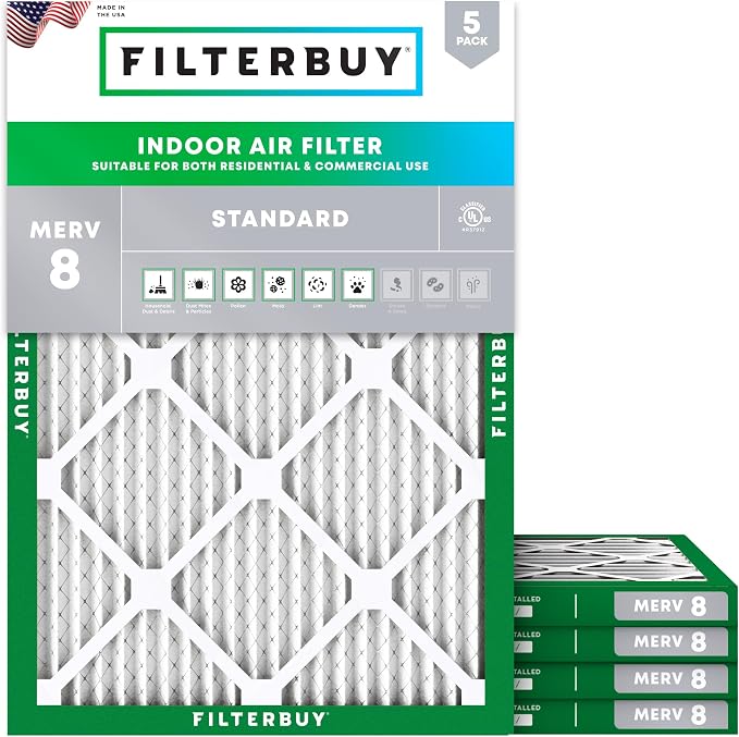 Filterbuy 17.5x23.5x1 Air Filter MERV 8 Essential Dust & Allergy Defense by Filterbuy