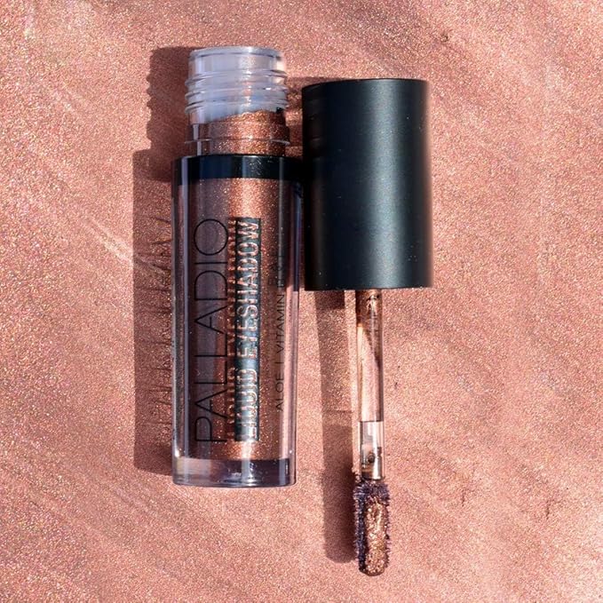 Palladio Liquid Eyeshadow, creamy shimmery formula that instantly adheres to the eyelid with flexible applicator wand for over 8 hours of smudge and crease-proof wear (Tiger Eye)