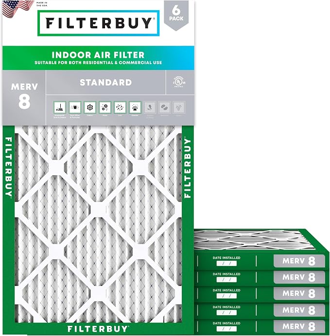 Filterbuy 15x30x1 Air Filter MERV 8 Essential Dust & Allergy Defense, by Filterbuy