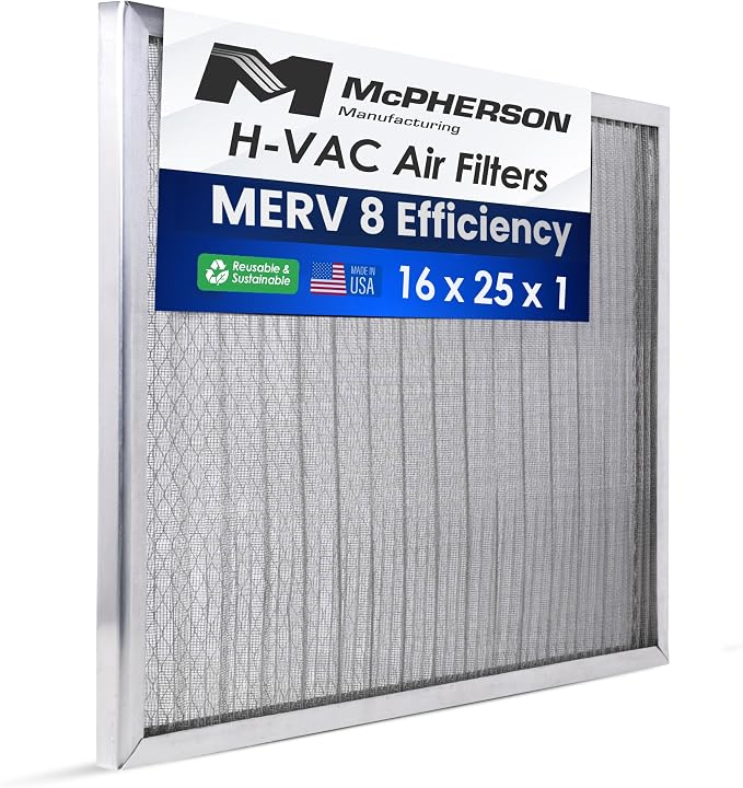 McPherson Reusable Air Filter 25x16x1 | Washable MERV 8 | Made in USA Metal by McPhersonManufacturing
