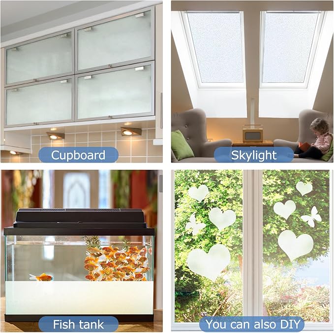 HIDBEA Frosted Window Privacy Film - Non Adhesive Static Cling Glass Stickers Sun UV Blocking Heat Control Door Covering Decals for Home Office, 23.6 x 118.1 Inch