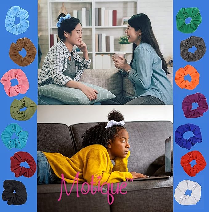 Large Solid Scrunchie - Set of 6 - Light Blue