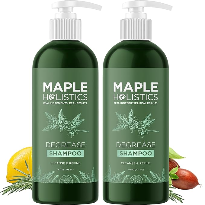 Clarifying Shampoo for Oily Hair and Scalp - Deep Cleansing Shampoo Build Up Remover with Rosemary Oil - Degrease Shampoo for Greasy Hair & Scalp - Vegan Color Safe Sulfate & Paraben Free (2 Pack)