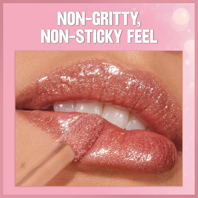 Revlon Super Lustrous Glimmer Gloss, Non-Sticky Lip Gloss, High-Shine Finish, Plant-Based Glitter, 002 Pink Prisma, 0.13 fl oz