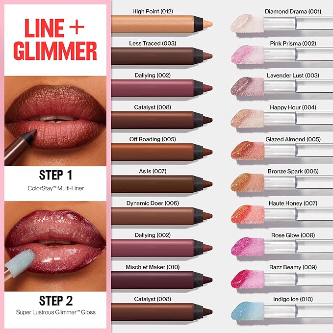 REVLON Super Lustrous Glimmer Gloss, Non-Sticky Lip Gloss, High-Shine Finish, Plant-Based Glitter, 001 Diamond Drama, 0.13 fl oz