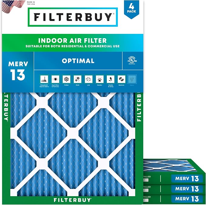 Filterbuy 16.5x21x1 Air Filter MERV 13 Optimal Smoke & Allergy Defense by Filterbuy