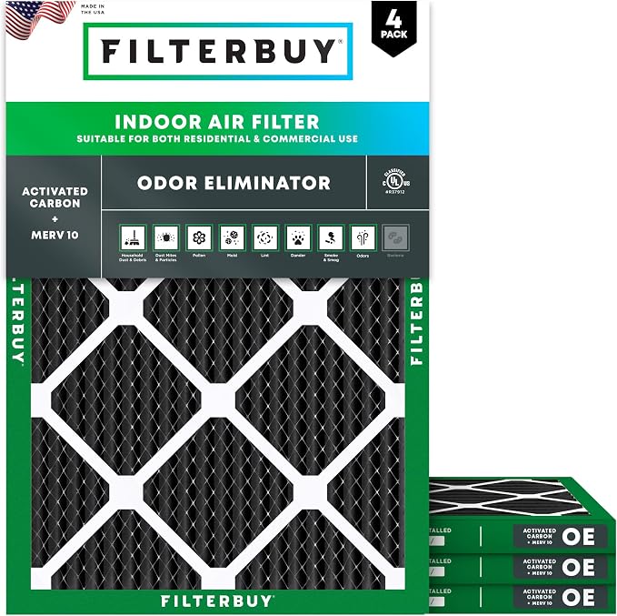 Filterbuy 18x25x1 Air Filter MERV 10 Odor & Allergy Defense by Filterbuy