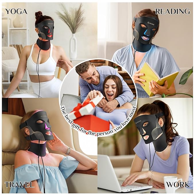 FOLOKE LED Light Therapy Mask Skin Care, 103 3-in-1 Fusion LED Beads, LEDs face mask & neck mask Infrared Red - Wavelength for Home Use, – Advanced Skincare Made Easy(Licorice)