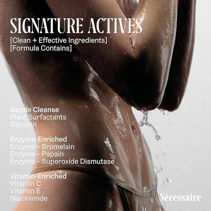 Nécessaire The Body Wash Olibanum. Natural Body Wash for Women + Men. Radiance Cleanse. Multi-Enzyme Gel Cleanser for Dull Skin. Notes of Vanilla, Fig Leaf, and Cassis Buds. 8.4 Fl Oz.