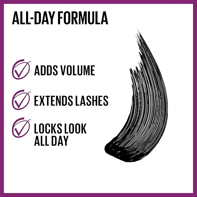 Maybelline The Falsies Lash Lift Washable Mascara Volumizing, Lengthening, Lifting, Curling, Multiplying, Eye Makeup, Very Black, 1 Count