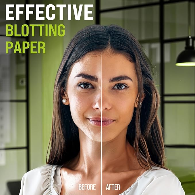 Natural Oil Blotting Sheets for Face with Bamboo Charcoal - 6pk/600 Makeup Friendly Oil Absorbing Sheets for Face - Blotting Papers for Oily Skin - Perfect for Keeping in Purse - Oil Control Film