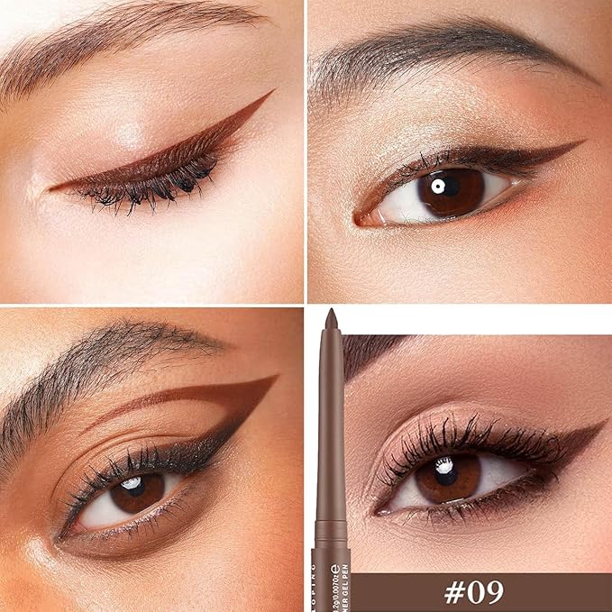 Eyeliner Brown Waterproof Retractable Matte Brown Pencil Eyeliner Smudge-proof Hypoallergenic (09#)
