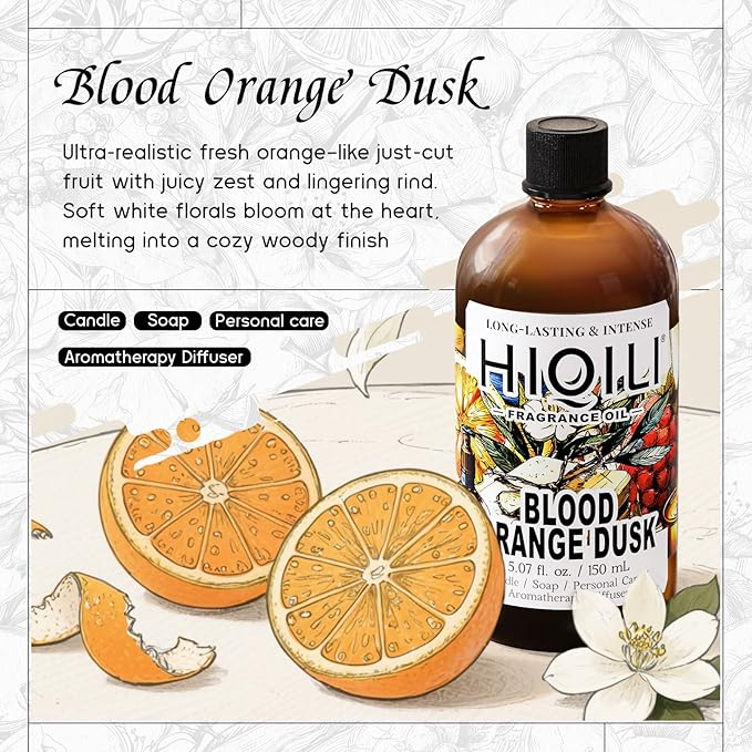 HIQILI Blood Orange Dusk Fragrance Oil for Diffuser, Inspired by Alr-Cologne Or.San-guine, Candle, Soap, Perfume, Spary Making, Citrus Scent, Long-Lasting Aroma - 5.07 Fl Oz