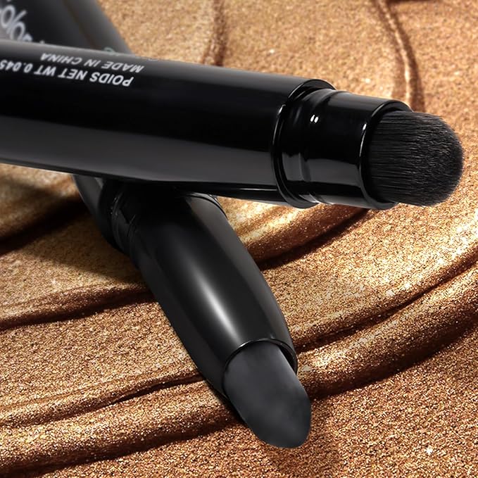 Cream Waterproof Hypoallergenic Eyeshadow Stick, long wear Metallic Glitter Matte Eye Shadow Pencil With Makeup Brush, Eye Brightener, 33 Matte Cocoa