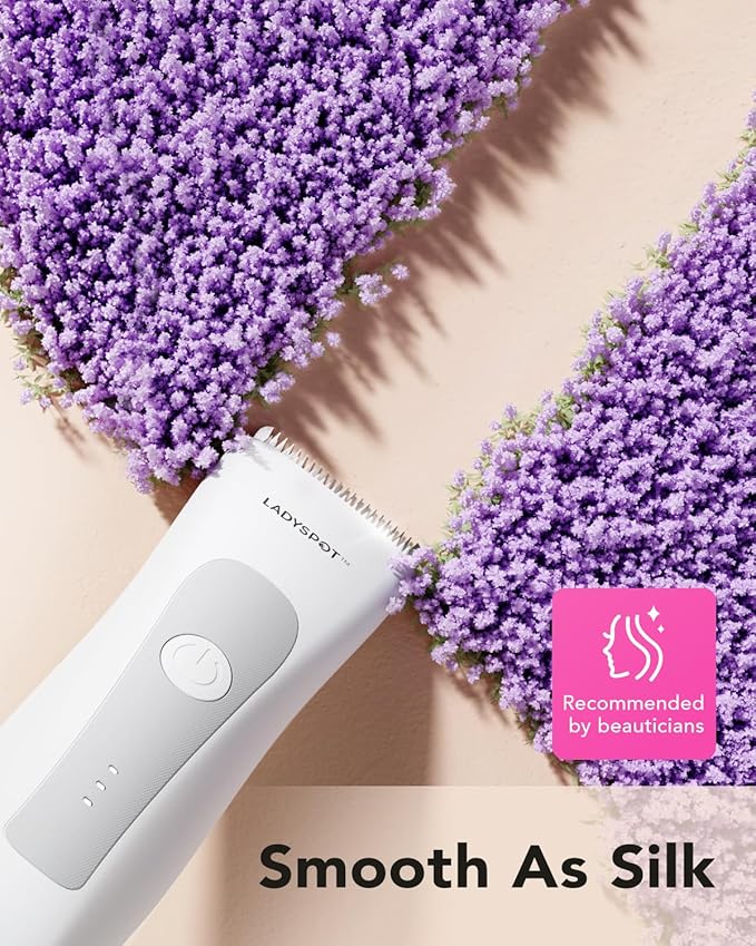 MANSPOT LADYSPOT™ Hair Finishing Trimmer Electric Shaver for Women, Women Shaving Sets, with 3 Guard and Replaceable Ceramic Blade Heads, LADYSPOT™ Pubic Hair Trimmer Kit Sets-(White)