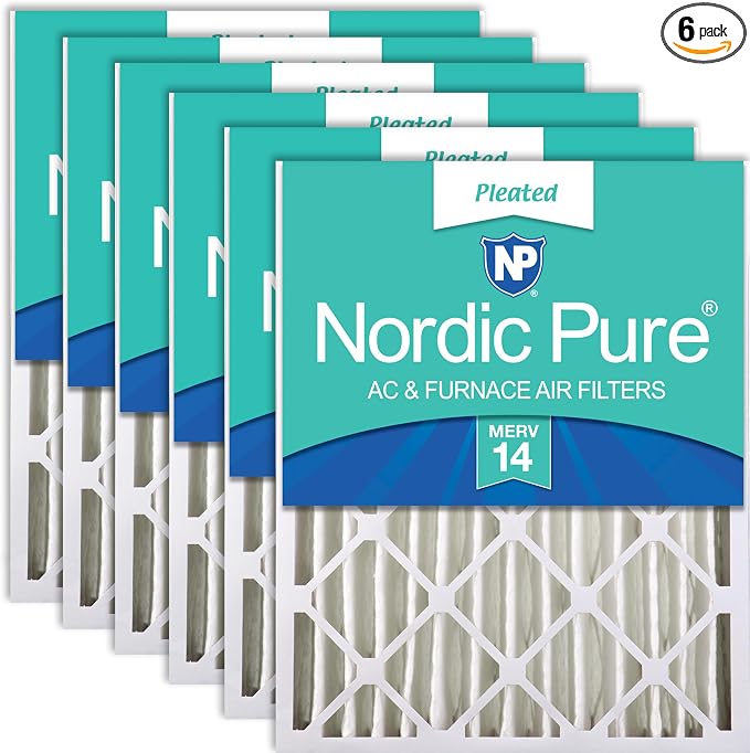 Nordic Pure 16x20x4 Pleated MERV 14 Air Filters 6 Pack by NordicPure