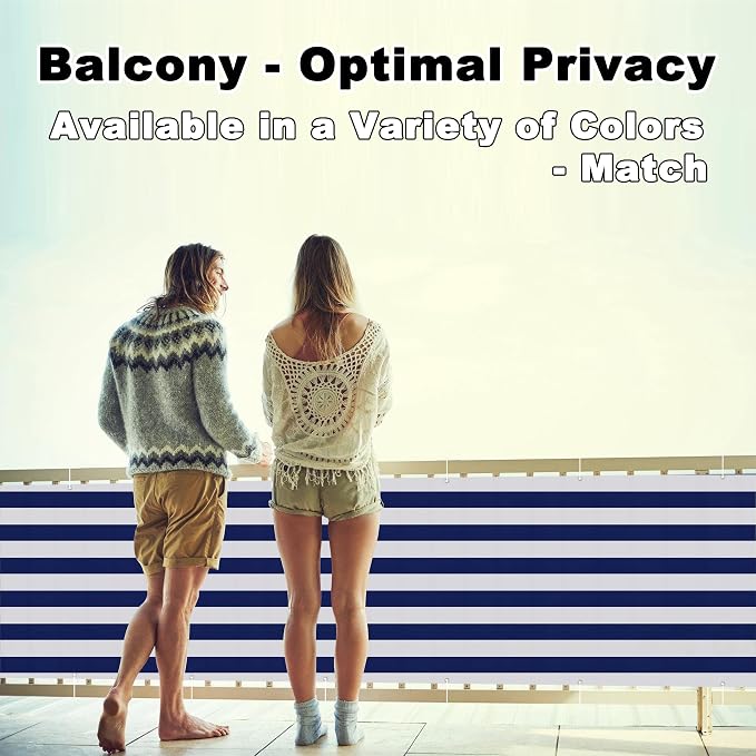 Balcony Privacy Screen 3.1' x 32.8' UV Protection Weather-Resistant Balcony - Image 2