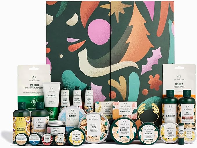 The Body Shop Ultimate Beauty Advent Calendar- 25 Piece Gift Set, Includes Body Butters, Shower Gels & Creams, Hand Balms and More