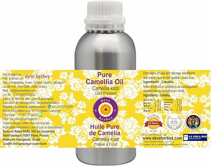 Greenwood Essential Pure Camellia Oil (Camellia kissi) Cold Pressed 1250ml (42 oz)