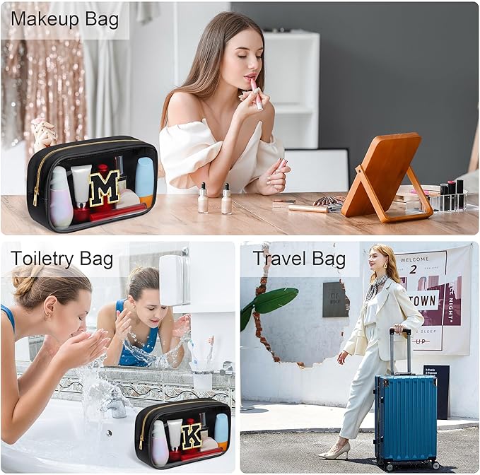 YOOLIFE Birthday Gifts | Initial Birthday Gifts for 3 4 5 6 7 8 9 10 11 12 13 Year Old Girls Clear Makeup Bag Cosmetic Travel Beach Bag Car Organizer Essentials for Women Men | Gifts for Girls Kids M