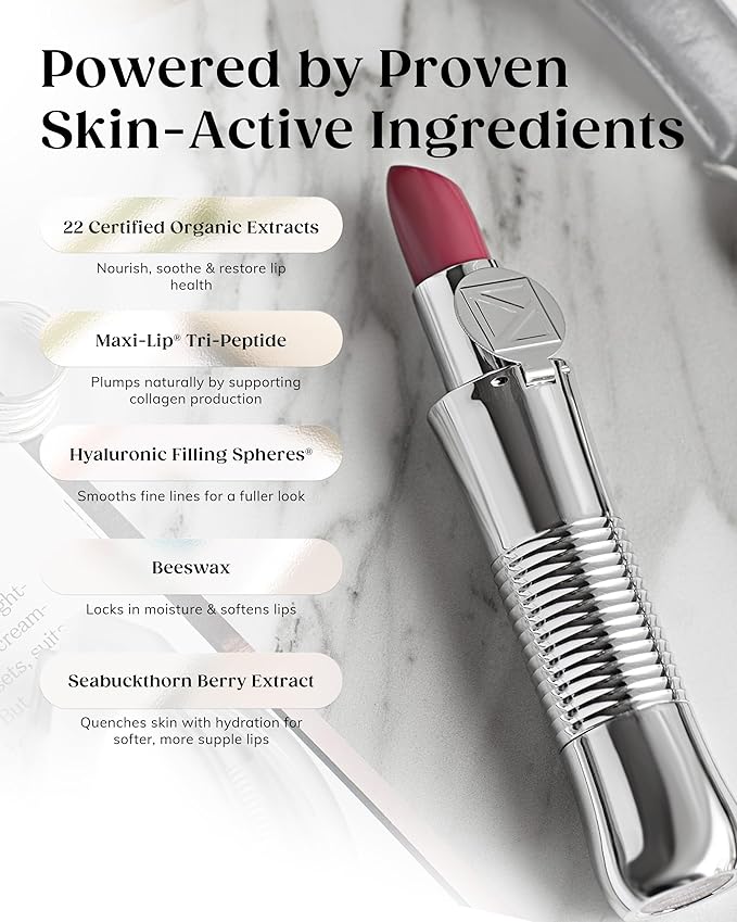 KAPLANMD Perfect Pout SPF Lipstick – Anti-Aging Lipstick with SPF 30, Hyaluronic Acid & Maxi-Lip Peptide – Moisturizing Color for Dry Lips – Non-Sticky Cruelty-Free Formula – RODEO