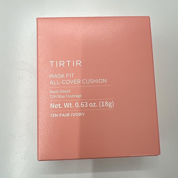 TIRTIR Mask Fit All Cover Pink Cushion Foundation | High coverage, Velvety Matte Finish, Lightweight, Flawless, Corrects Redness, Korean Cushion (#13N Fair Ivory, Full Size, 0.63 Fl Oz)