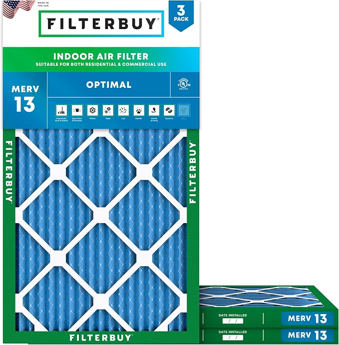 Filterbuy 17.13x26.25x1 Air Filter MERV 13 Optimal Smoke & Allergy Defense by Filterbuy