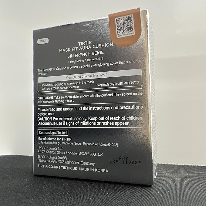 [*Mini Size*] TIRTIR Aura Glow Silver Cushion | Korean Cushion Foundation, (#31N French Beige, 0.15 Fl Oz)