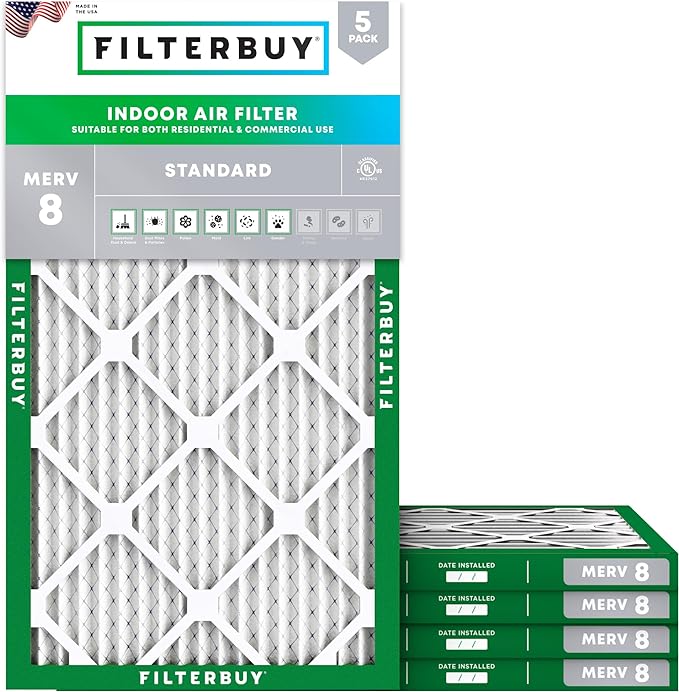 Filterbuy 8x30x1 Air Filter MERV 8 Essential Dust & Allergy Defense, by Filterbuy