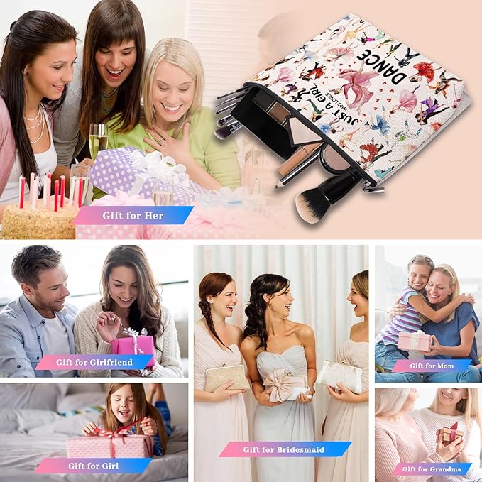 Dance Gifts Dance Makeup Bag, Dance Recital Gifts for Dancer, Birthday Gifts for Dance Lover Teacher Women, Dance Stuff Cosmetic Bag Toiletry Bag Pouch