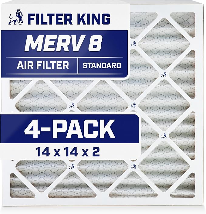 Filter King 14x14x2 Air Filter | 4-PACK | MERV 8 HVAC Pleated A/C Furnace by FilterKing