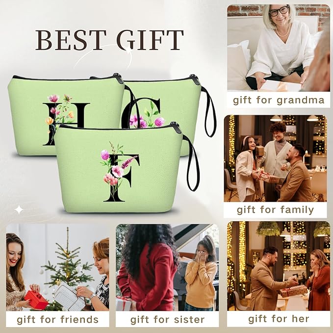 Birthday Thank You Appreciation Monogrammed Gifts for Mom Aunt Teacher Sister Friend Coworkers Bride Bridesmaid Makeup Cosmetic Bag with Mirror Mothers Day Christmas Graduation F