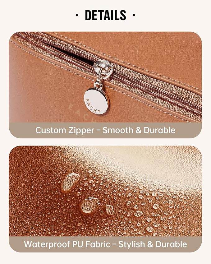 EACHY Travel Makeup Bag,Large Capacity Cosmetic Bags for Women,Waterproof Portable Pouch Open Flat Toiletry Bag Pattern Makeup Bag